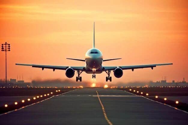 Cargo aircraft ground operations at dusk